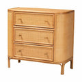 Commode de rangement bohème en rotin clair avec 3 tiroirs – Organiseur de chambre bohème
