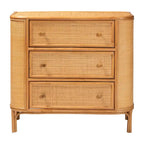 Commode de rangement bohème en rotin clair avec 3 tiroirs – Organiseur de chambre bohème