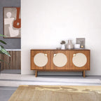 Grand buffet moderne effet noyer – Meuble de rangement contemporain pour salle à manger