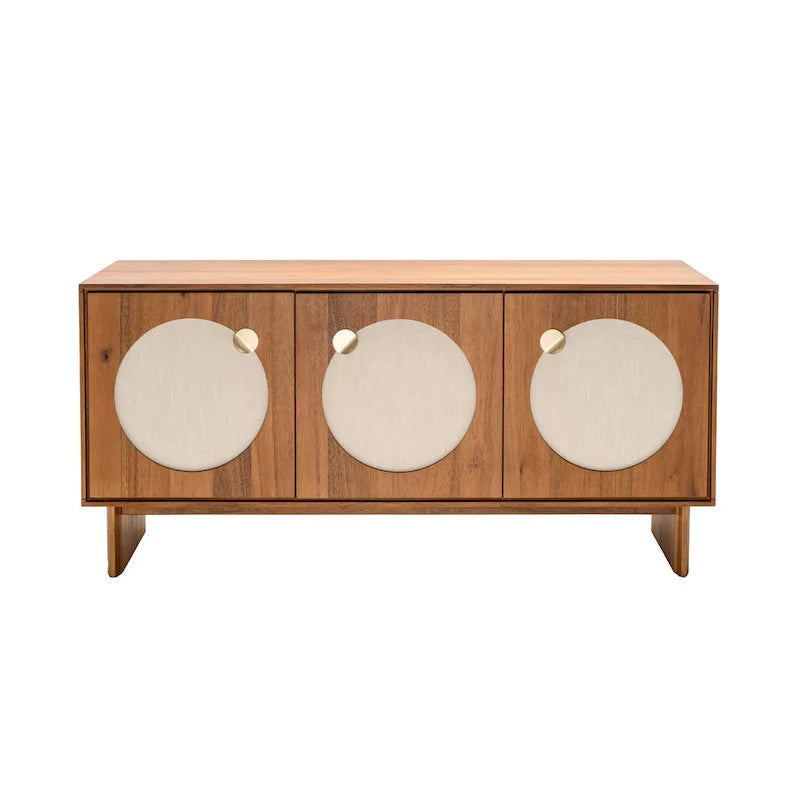 Grand buffet moderne effet noyer – Meuble de rangement contemporain pour salle à manger