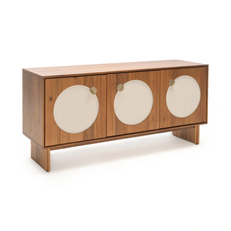 Grand buffet moderne effet noyer – Meuble de rangement contemporain pour salle à manger