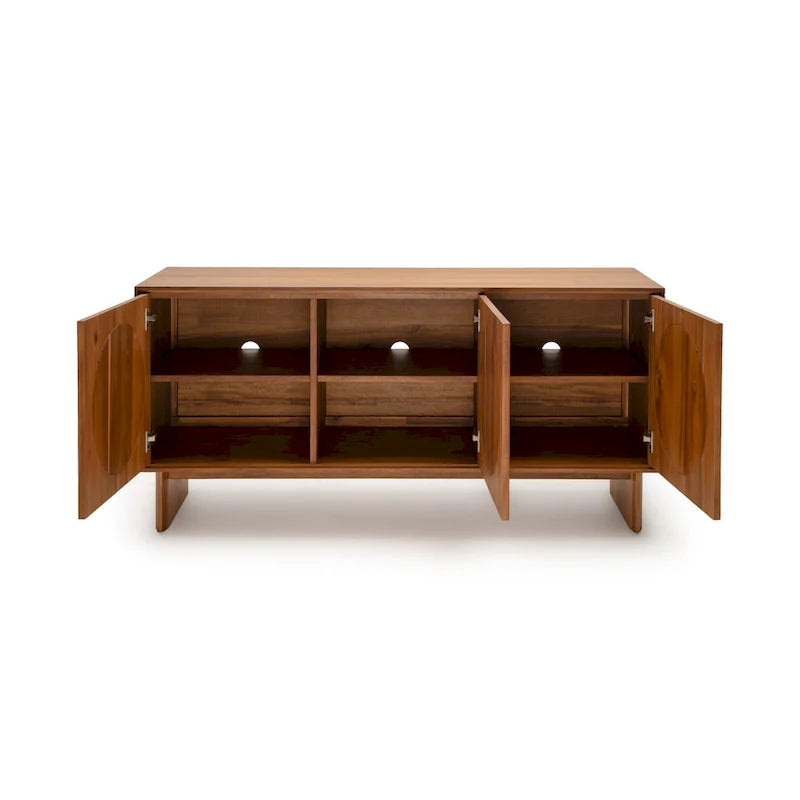 Grand buffet moderne effet noyer – Meuble de rangement contemporain pour salle à manger