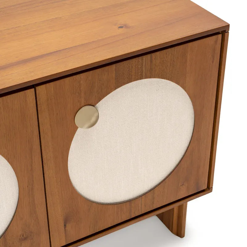 Grand buffet moderne effet noyer – Meuble de rangement contemporain pour salle à manger