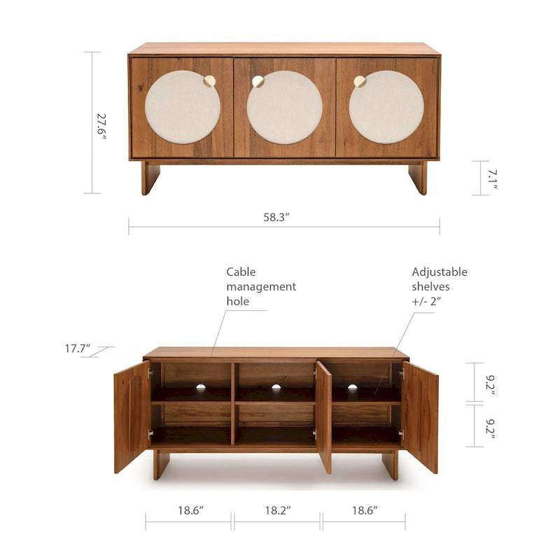 Grand buffet moderne effet noyer – Meuble de rangement contemporain pour salle à manger