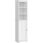 Meuble de salle de bain en bois avec portes et étagères – Organisateur de rangement sur pied