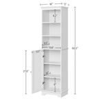 Meuble de salle de bain en bois avec portes et étagères – Organisateur de rangement sur pied