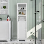 Meuble de salle de bain en bois avec portes et étagères – Organisateur de rangement sur pied