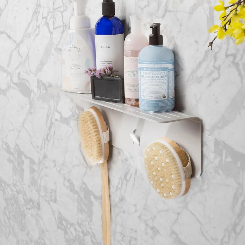 Grande étagère de douche en acier inoxydable – Organiseur mural de salle de bain résistant à la rouille
