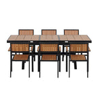 Ensemble de salle à manger d'extérieur extensible 7 pièces avec table extensible et 6 fauteuils