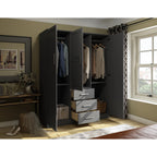 Palace Imports Armoire Cosmo 3 portes 100 % bois massif avec portes en bois massif ou portes miroir