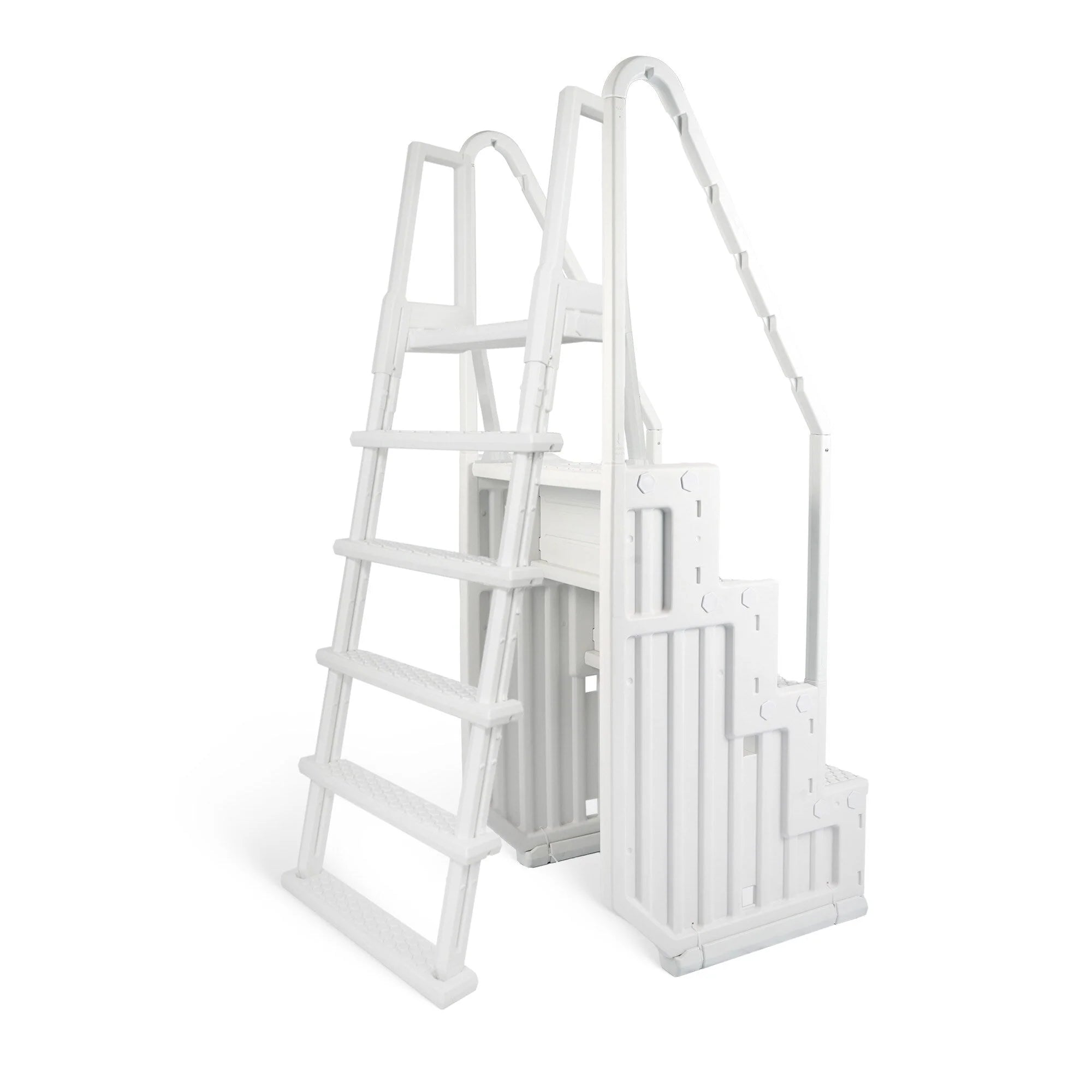 Escalier de piscine facile Blue Wave avec échelle extérieure pour piscines hors sol - 32,5 po L x 56 po P x 81 po H
