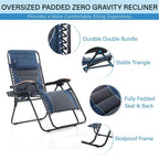 Fauteuil de relaxation zéro gravité XL surdimensionné rembourré avec accoudoirs plus larges et porte-gobelet réglable - N/A