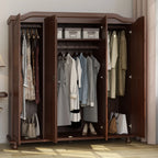 Palace Imports Kyle Armoire 4 portes 100 % en bois massif avec portes en bois massif ou portes miroir