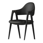 Chaise de salle à manger moderne en cuir à dossier ouvert et incurvé avec accoudoirs