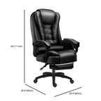 Chaise de bureau pivotante ergonomique en cuir noir avec repose-pieds