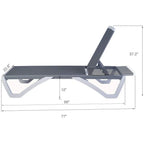 Kozyard Alan Chaise longue de patio inclinable et réglable, entièrement plate, en aluminium et résine de polypropylène