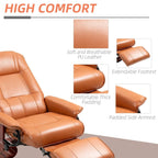 Fauteuil inclinable manuel pivotant en similicuir HomCom avec repose-pieds confortable et relaxant