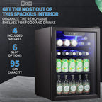 Mini-réfrigérateur - Réfrigérateur à boissons 100 canettes, cave à vin, porte vitrée transparente, petit réfrigérateur à boissons avec écran tactile - 73,6 litres