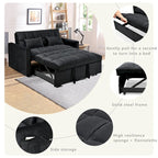 Causeuse futon moderne en velours avec dossier inclinable et poches, 2 places ??Gris foncé / Gris clair / Bleu / Noir