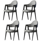 Chaise de salle à manger moderne en cuir à dossier ouvert et incurvé avec accoudoirs