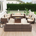 Ensemble de mobilier de jardin 13 pièces avec table brasero de 44 pouces