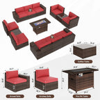 Ensemble de mobilier de jardin 13 pièces avec table brasero de 44 pouces