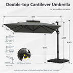 MAISON ARTS Parasol déporté hydraulique automatique 3,6 m avec mât en aluminium et rotation à 360 degrés