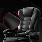 Chaise de bureau pivotante ergonomique en cuir noir avec repose-pieds
