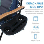 Fauteuil de relaxation zéro gravité XL surdimensionné rembourré avec accoudoirs plus larges et porte-gobelet réglable - N/A