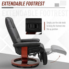 Fauteuil inclinable manuel pivotant en similicuir HomCom avec repose-pieds confortable et relaxant