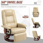 Fauteuil inclinable manuel pivotant en similicuir HomCom avec repose-pieds confortable et relaxant