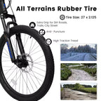 Vélo de montagne Okak 27,5 pouces avec double amortisseur avant et arrière, VTT 21 vitesses avec frein à disque mécanique, vélo adulte pour hommes et femmes