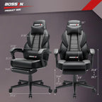 Chaise de jeu style course BOSSIN, fauteuil gamer grande taille 300 lb, chaise d'ordinateur à dossier haut