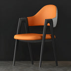 Chaise de salle à manger moderne en cuir à dossier ouvert et incurvé avec accoudoirs