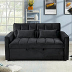 Causeuse futon moderne en velours avec dossier inclinable et poches, 2 places ??Gris foncé / Gris clair / Bleu / Noir