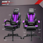 Chaise de jeu style course BOSSIN, fauteuil gamer grande taille 300 lb, chaise d'ordinateur à dossier haut