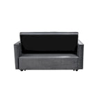 Causeuse futon moderne en velours avec dossier inclinable et poches, 2 places ??Gris foncé / Gris clair / Bleu / Noir