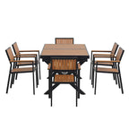 Ensemble de salle à manger d'extérieur extensible 7 pièces avec table extensible et 6 fauteuils
