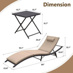 Ensemble de 3 chaises longues d'extérieur Kullavik