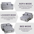 Causeuse futon moderne en velours avec dossier inclinable et poches, 2 places ??Gris foncé / Gris clair / Bleu / Noir