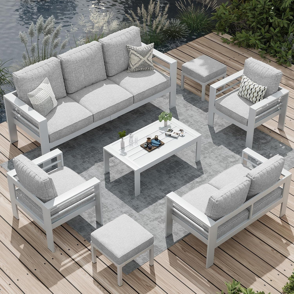 AECOJOY Ensemble de 7 Meubles de Jardin en Aluminium pour Extérieur