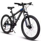 Vélo de montagne Okak 27,5 pouces avec double amortisseur avant et arrière, VTT 21 vitesses avec frein à disque mécanique, vélo adulte pour hommes et femmes