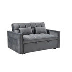 Causeuse futon moderne en velours avec dossier inclinable et poches, 2 places ??Gris foncé / Gris clair / Bleu / Noir