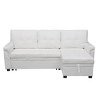 Canapé d'angle réversible convertible avec lit gigogne, méridienne de rangement et pieds durables