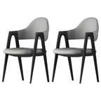 Chaise de salle à manger moderne en cuir à dossier ouvert et incurvé avec accoudoirs