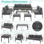 AECOJOY Ensemble de 7 Meubles de Jardin en Aluminium pour Extérieur