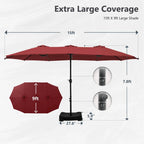 MAISON ARTS Grand Parasol Double Face de 4,5 m avec Base Incluse pour Patio