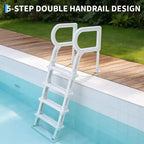 Échelle de piscine robuste à 5 marches avec double main courante Marches antidérapantes en PE résistant Capacité de 180 kg Convient aux piscines enterrées et hors sol de 122 à 137 cm