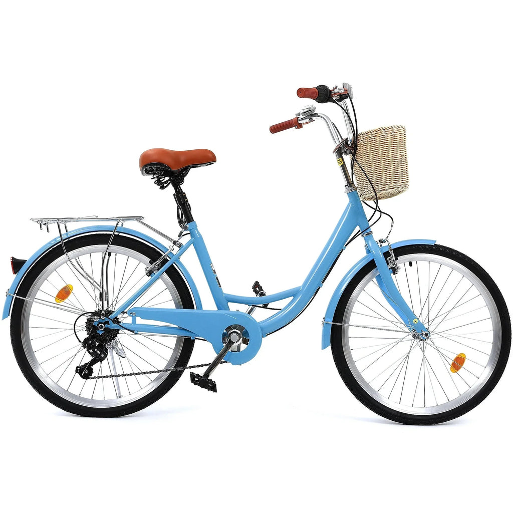 Moasis24/26 Vélo Cruiser 7 Vitesses, Vélo à Cadre Bas Ajustable, Vélo de Ville, Bicyclette